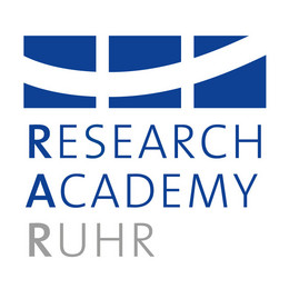 a blue logo with the letters Research Academy Ruhr