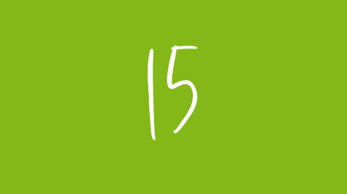 The number 15 in front of a green background