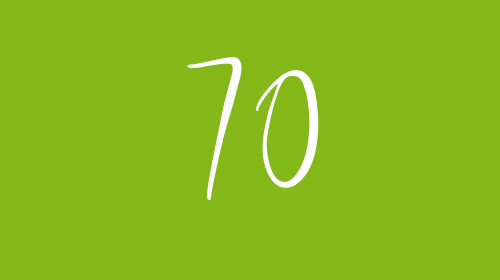 The number 70 against a green background