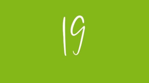 The number 19 in front of a green background