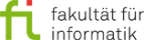 Logo Fakultät für Informatik: Schwarze Schrift auf weißem Grund, daneben grüne Buchstaben f und i.