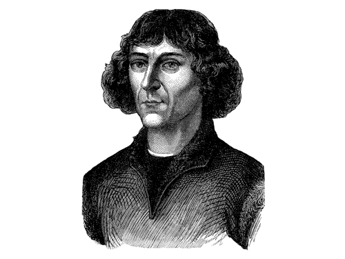Ein schwarz-weiß Porträt von Kopernikus.
