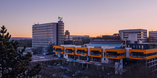 A photo of the sunset over the North Campus