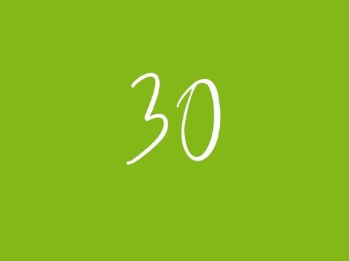 The number 30 in front of a green background