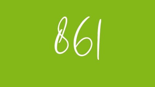 The number 861 in front of a green background