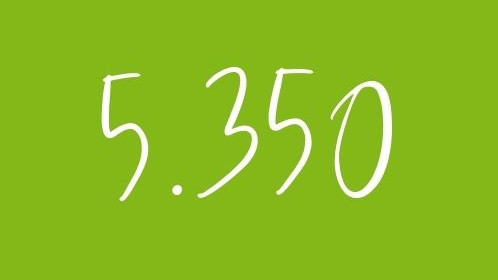 The number 5350 against a green background