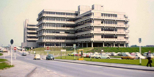 The EF50 building in the 1970s, before it was incorporated into the university.