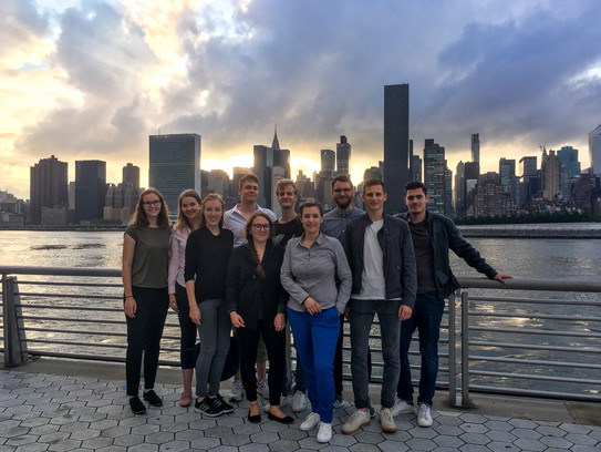 Transatlantic Ruhr Fellowship Gruppenfoto vor der Skyline von Manhattan im Sonnenuntergang