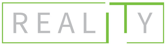 Grafik: Logo von REALITY. Graue Buchstaben auf weißem Hintergrund mit einem grünen Rahmen.