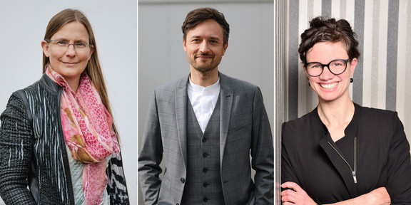 Prof. Jeanette Orlowsky, Dr. Lukas Wojarski und Dr. Nina Göddertz Portrait von links nach rechts Prof. Jeanette Orlowsky, Dr. Lukas Wojarski und Dr. Nina Göddertz