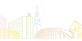Das Bild zeigt eine gezeichnete Illustration der Dortmunder Skyline