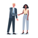 Eine Illustration zeigt einen Mann im Anzug und eine Frau, die sich die Hand schütteln.