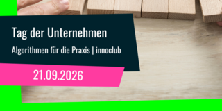 Foto: Digital erstellter Flyer für den Tag der Unternehmen. Auf dem Flyer sind mehrere Holzklötzchen abgebildet, die zusammen eine Glühbirne darstellen.