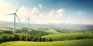 Wind turbines in the field