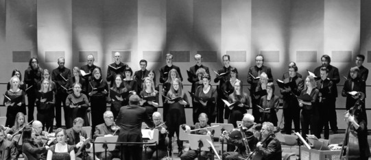 Der Kammerchor der TU Dortmund bei einem Konzert im Konzerthaus Dortmund.