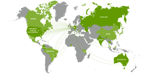 world map with marked cooperation partner