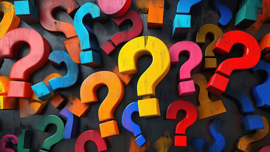 Colorful Question Marks in Surreal Art Style for Business Concept and FAQ Background