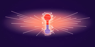 The image shows a schema of electrons, which interfere with each other quantum mechanically. 