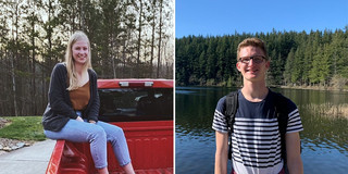 Sarah Fromme und Marcel Karas Collage mit Fotos von einer jungen Frau und einem jungen Mann.