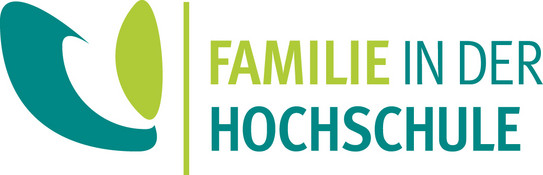 Logo der Initiative 'Familie in der Hochschule' mit stilisiertem Symbol links und Schriftzug rechts