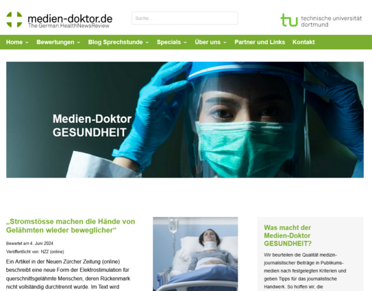 Screenshot der Internetseite "Mediendoktor"