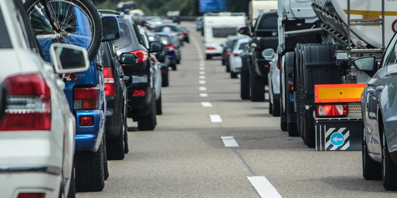 Cars stuck in traffic jam