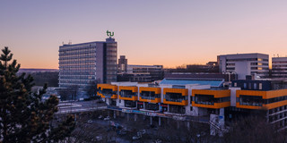 Ein Foto vom Sonnenuntergang über dem Nordcampus