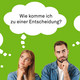 Zwei Personen vor grünem Hintergrund, die von weißen Denkblasen umgeben sind, die Fragen über das Studium beinhalten. Die Überschrift ist "Zweifel am Studium?".
