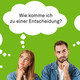 Zwei Personen vor grünem Hintergrund, die von weißen Denkblasen umgeben sind, die Fragen über das Studium beinhalten. Die Überschrift ist "Zweifel am Studium?".