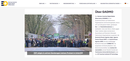 Ein Screenshot der GADMO-Website.