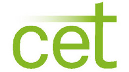 Grüne Schrift auf weißem Hintergrund: CET (Centrum für Entrepreneurship & Transfer)