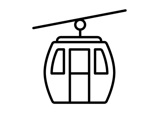 Eine Seilbahngondel fährt aufwärts