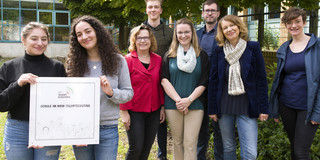Talentscouting Gesamtschule Gartenstadt Gruppenbild mit Verantwortlichen der TU Dortmund und der Gesamtschule Gartenstadt.
