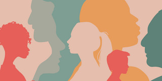 The graphic shows the silhouettes of several women's heads in the different colors and sizes.