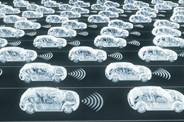 Januar Mit Computer und Künstlicher Intelligenz erzeugte Verkehrssituation mit simulierten Autos