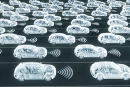 Januar Mit Computer und Künstlicher Intelligenz erzeugte Verkehrssituation mit simulierten Autos