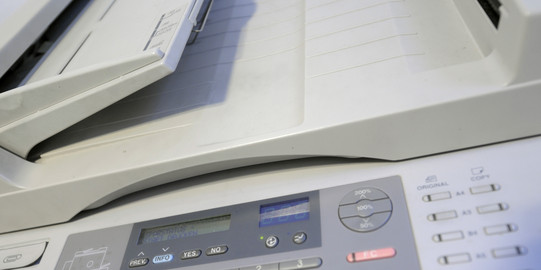  Close-up of a printer.