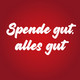 Ein roter Hintergrund mit weißer Schrift zeigt den Text „Spende gut, alles gut“.