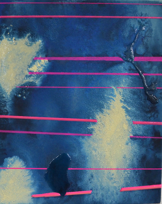 Nr. 25 pinke Linien und weiße Flecken auf blauem Hintergrund