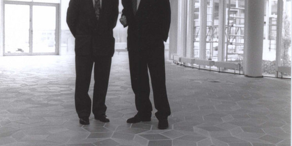 Foyer Audimax Two men in the foyer of the Audimax