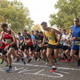 Die Läuferinnen und Läufer beginnen den Lauf über die Startlinie