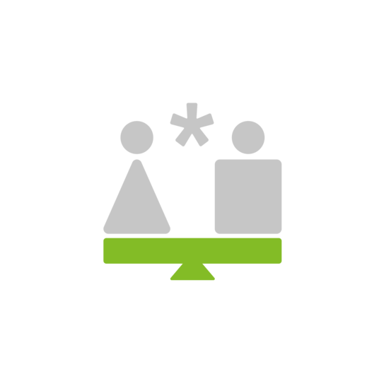 Symbol für Gleichstellung mit einer Waage und dem Wort 'Gleichstellung'