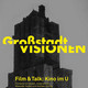 Flyer: Gelbe Schrift auf dunklem Hintergrund