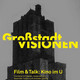Flyer: Gelbe Schrift auf dunklem Hintergrund