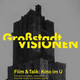 Flyer: Gelbe Schrift auf dunklem Hintergrund