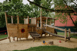 Pirate ship A large pirate ship made of wood.