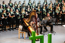 Harfenspielerin vor dem Universitätschor