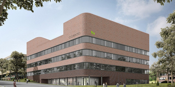 Digital sketch of a large brown building
