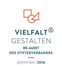 Logo of the “Shaping Diversity” certificate awarded by the Stifterverband (2018)
