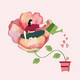 Die Illustration zeigt eine Frau, die mit einer Gießkanne die Blume gießt auf der sie selbst sitzt.